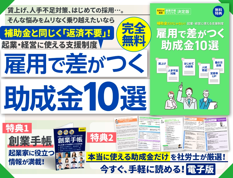 雇用で差がつく助成金10選冊子イメージ
