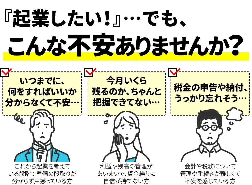 起業したい！…でも、こんな不安ありませんか？