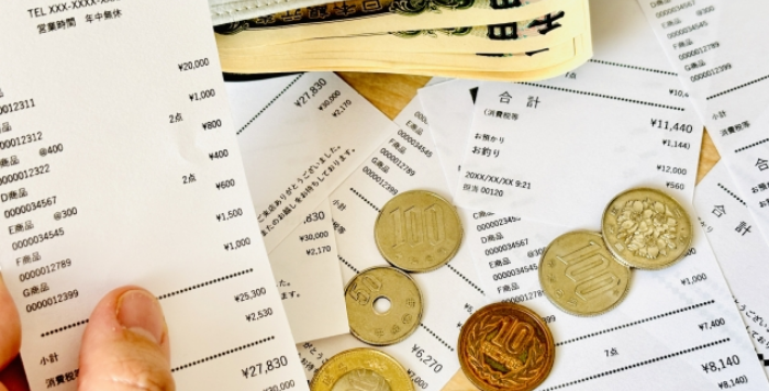 レシートと小銭