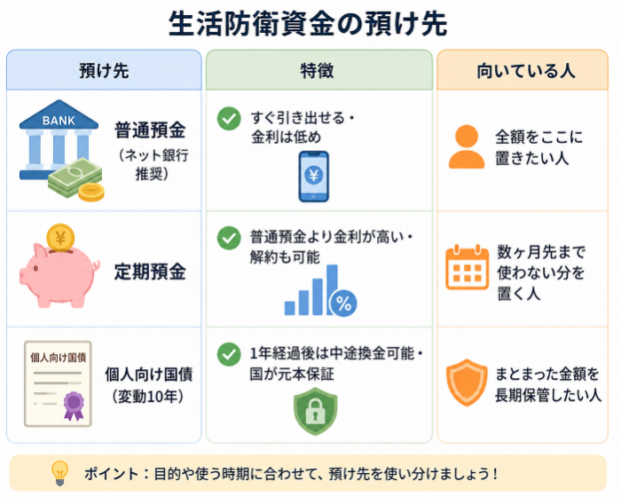 生活防衛資金の預け先