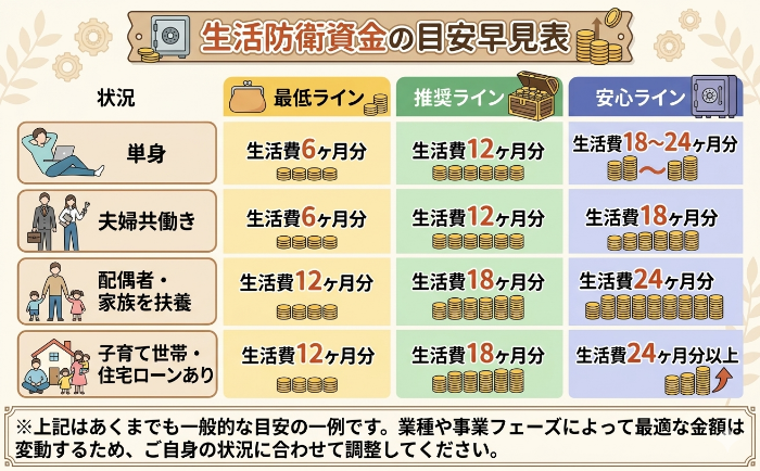 生活防衛費早見表