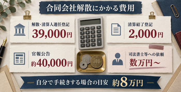 合同会社の解散・清算に必要な登記費用や官報公告費用の内訳