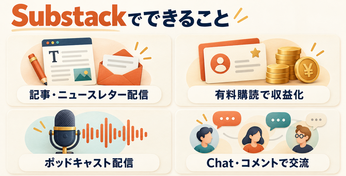 ニュースレターやポッドキャストの配信などSubstackでできること