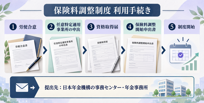 保険料調整制度を利用するための労使合意から申出・制度開始までの手続き