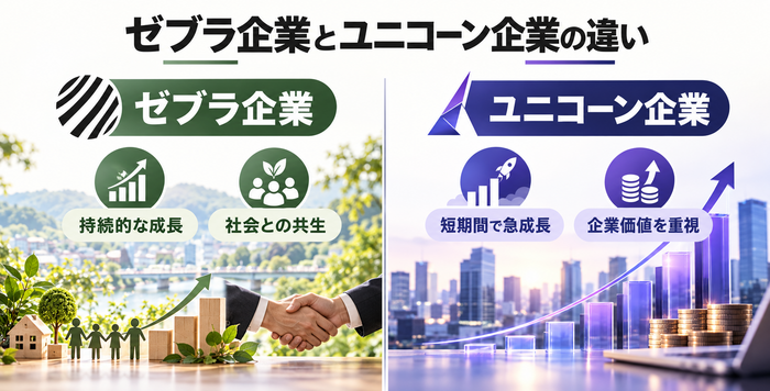 持続的な成長を目指すゼブラ企業と短期間で急成長するユニコーン企業の違い