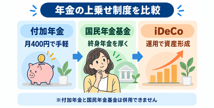 付加年金・国民年金基金・iDeCoの違い