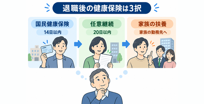 退職後の健康保険は国保・任意継続・扶養から選ぶ